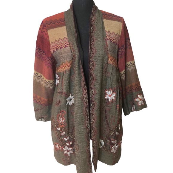 Soft Surroundings Izmir Wool Patchwork Floral embroidered Cardigan Jacke… - Picture 12 of 12